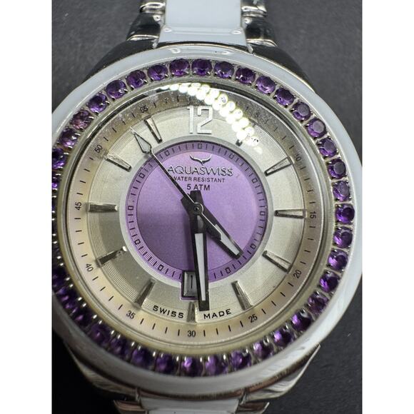 Aquaswiss Swiss-Made Sea Star Women's Watch Purple White Ceramic SS 59G001 - Picture 2 of 14